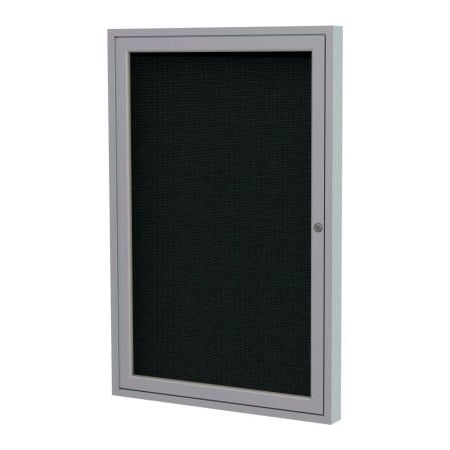 Ghent Ghent Enclosed Bulletin Board, 1 Door, 24"W x 36"H, Black Fabric/Satin Frame PA13624F-95
